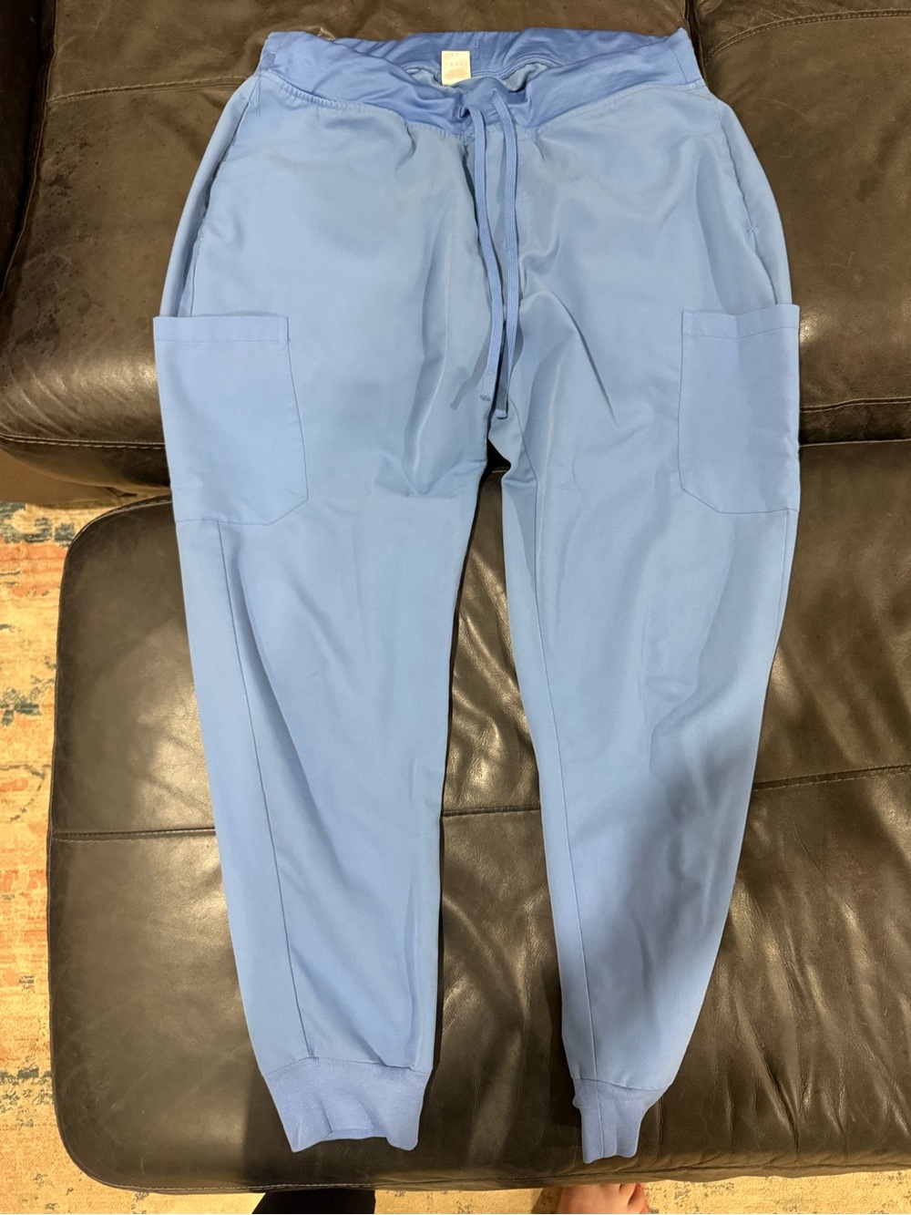 Women's Light Blue Jogger Pants with Front Patch Pockets